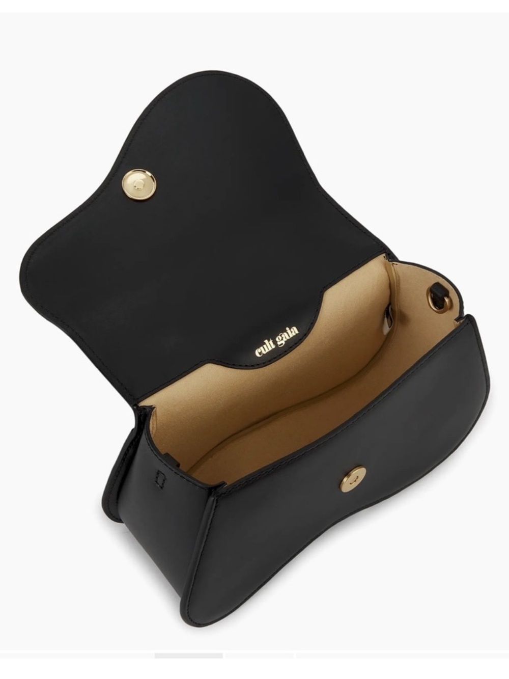 cult gaia Black Leather Crossbody Bag with Gold Hardware - Picture 6 of 11
